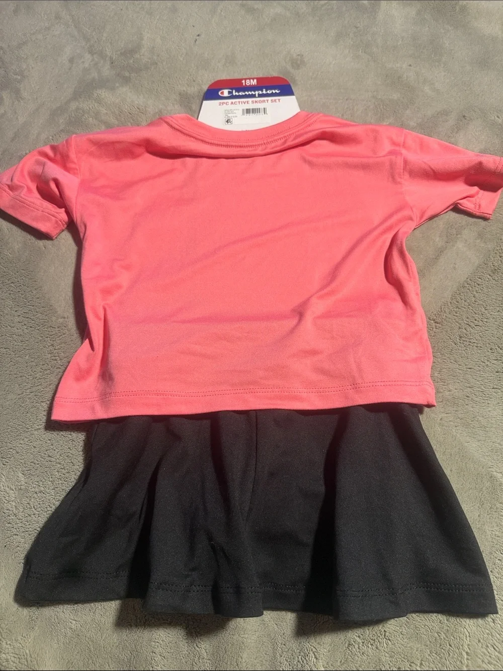 Champion Coral Pink Rainbow Logo Active Tee with Black Skirt